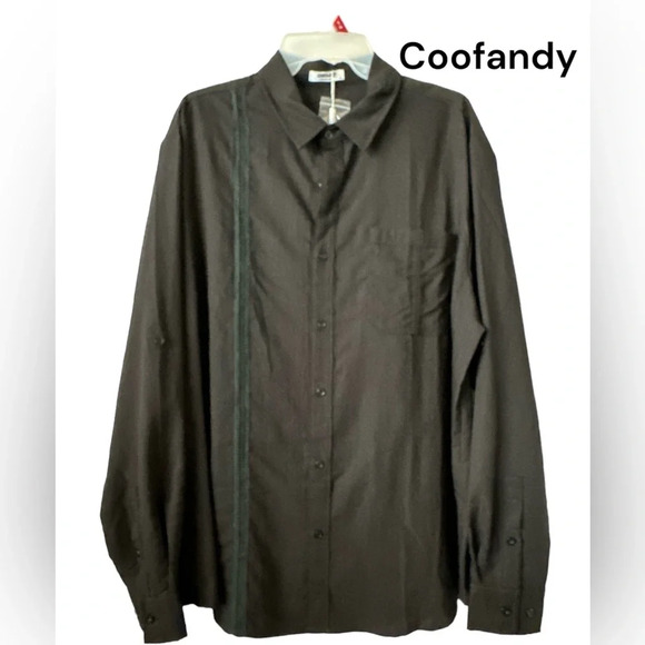 Coofandy Other - COOFANDY Mens Black Cuban Button Down LS Dress Shirt XL BNWT